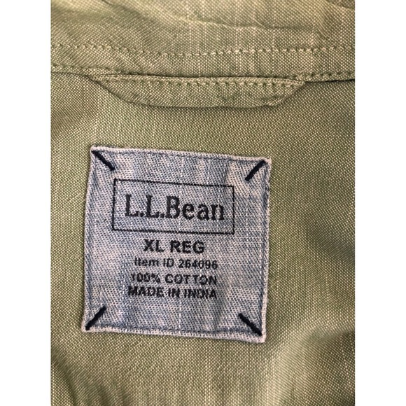 L.L.Bean Mens 100% Cotton XL Regular Fit Green Button Down Shirt Long Sleeve - Picture 5 of 16